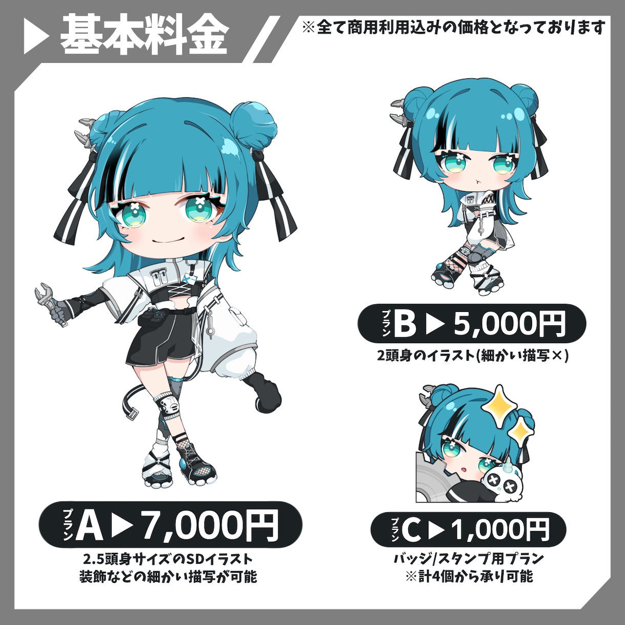 商用利用込み！ミニキャラ/SDキャラお描きします アイコン/グッズ/動画/スタンプなどに◎ イメージ2