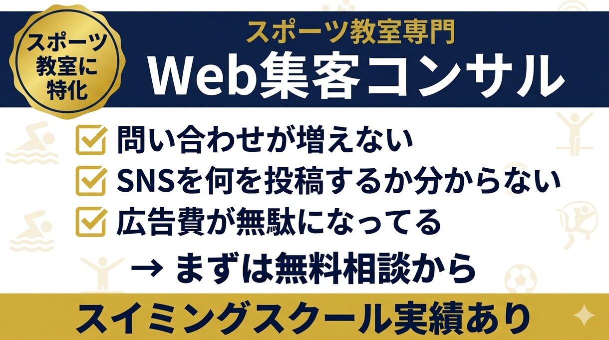 スポーツ教室専門の集客改善を丸ごと提案します 問い合わせゼロから脱出！スポーツ教室専門の集客戦略コンサル イメージ1
