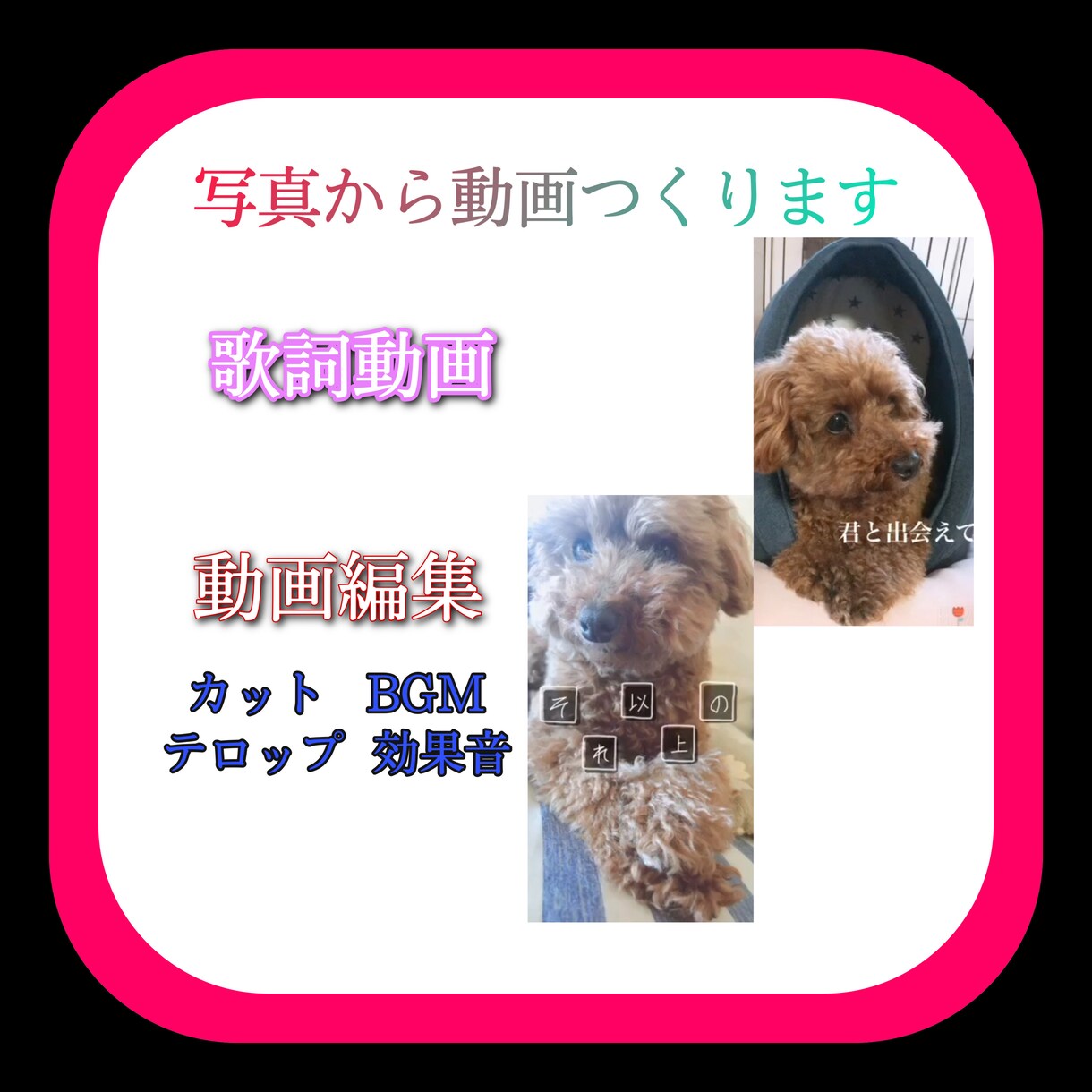 編集苦手、時間が無い方、是非！写真から動画作ります 歌詞動画・動画編集、お祝い、サプライズ、思い出作りにどうぞ！ イメージ1