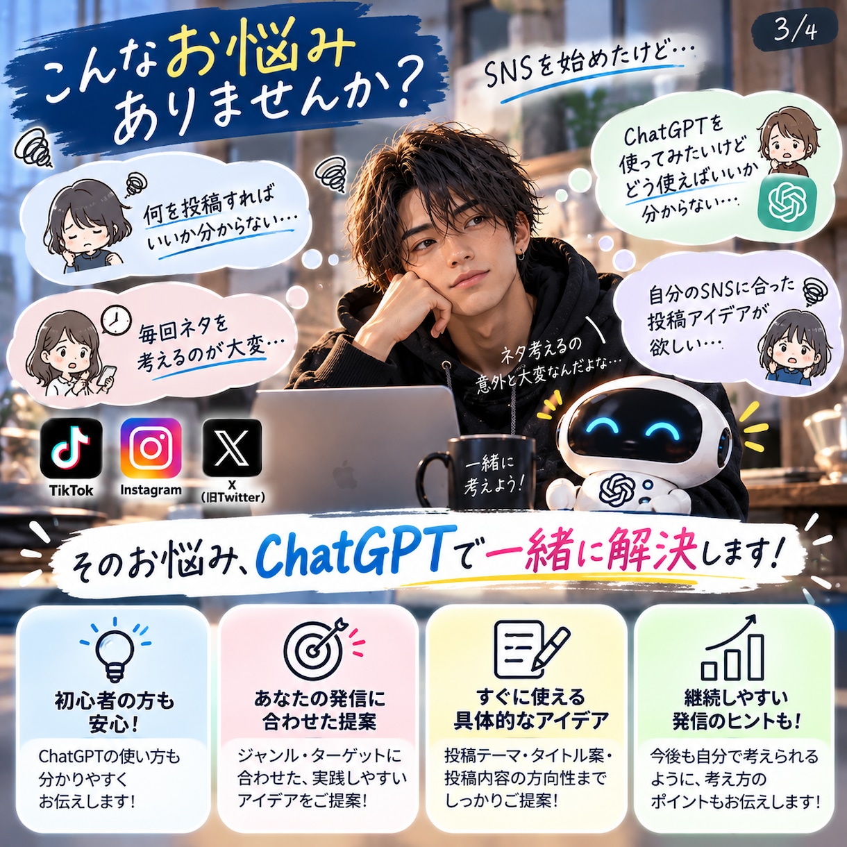 ChatGPTでSNS投稿のネタ・企画を作成します 「何を投稿しよう？」をAIで解決します！ イメージ3
