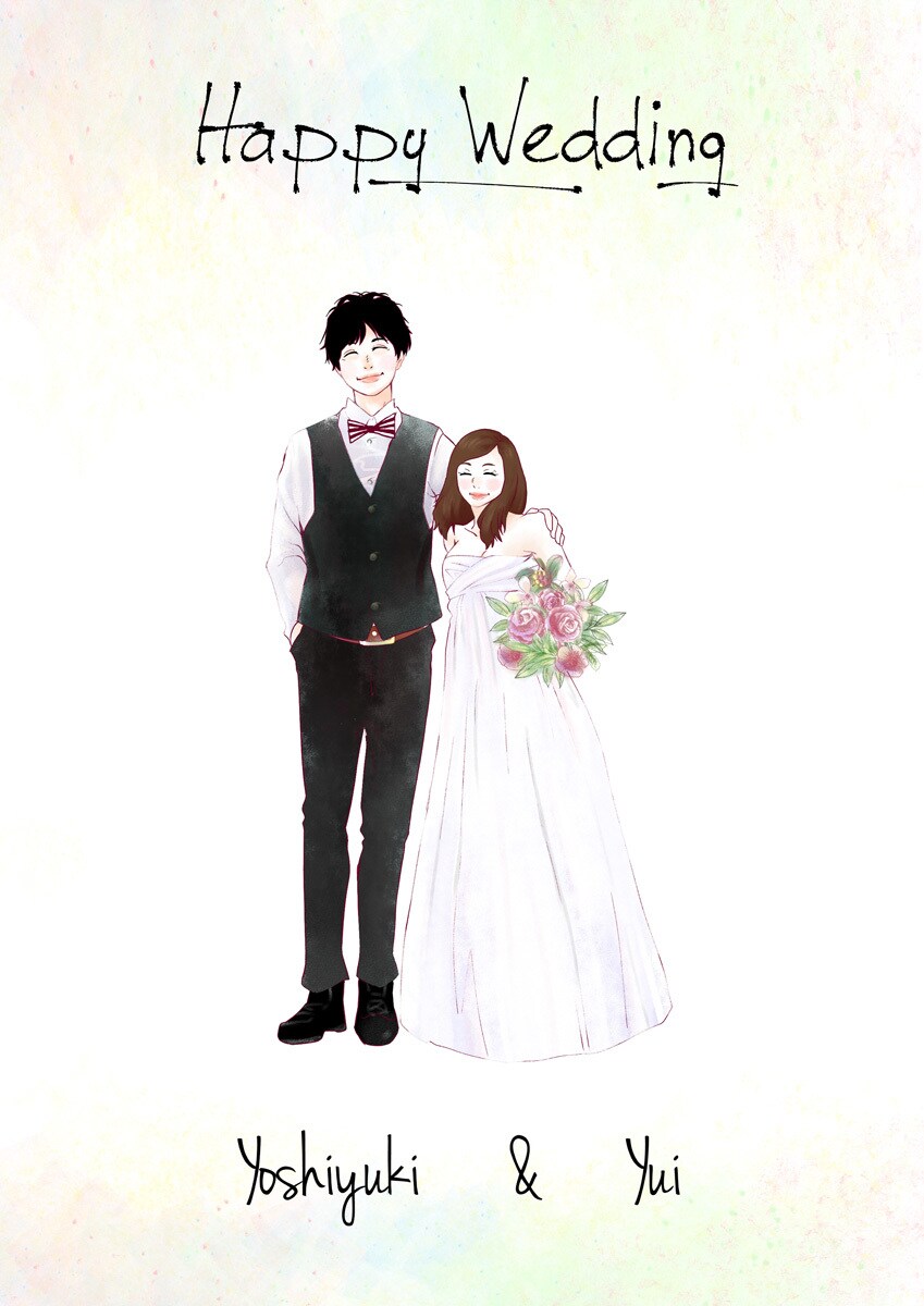 イラスト【結婚式】【記念日】可愛い似顔絵描きます あなたの大切な日、思いを似顔絵にします。 イメージ2
