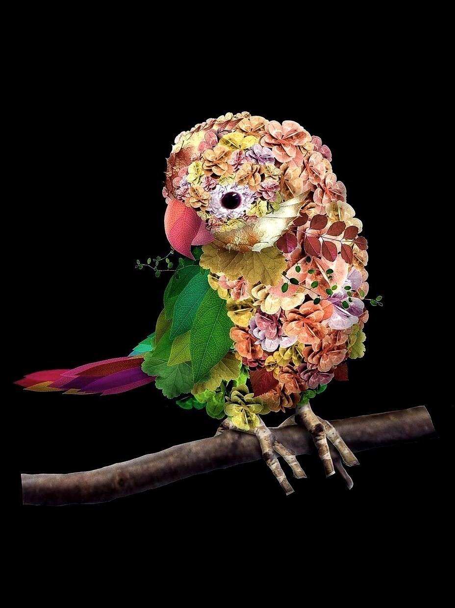 動物似顔絵を植物（花や葉っぱ）で表現します 植物写真コラージュでペットを『ナチュラルアニマル』アートに！ イメージ3