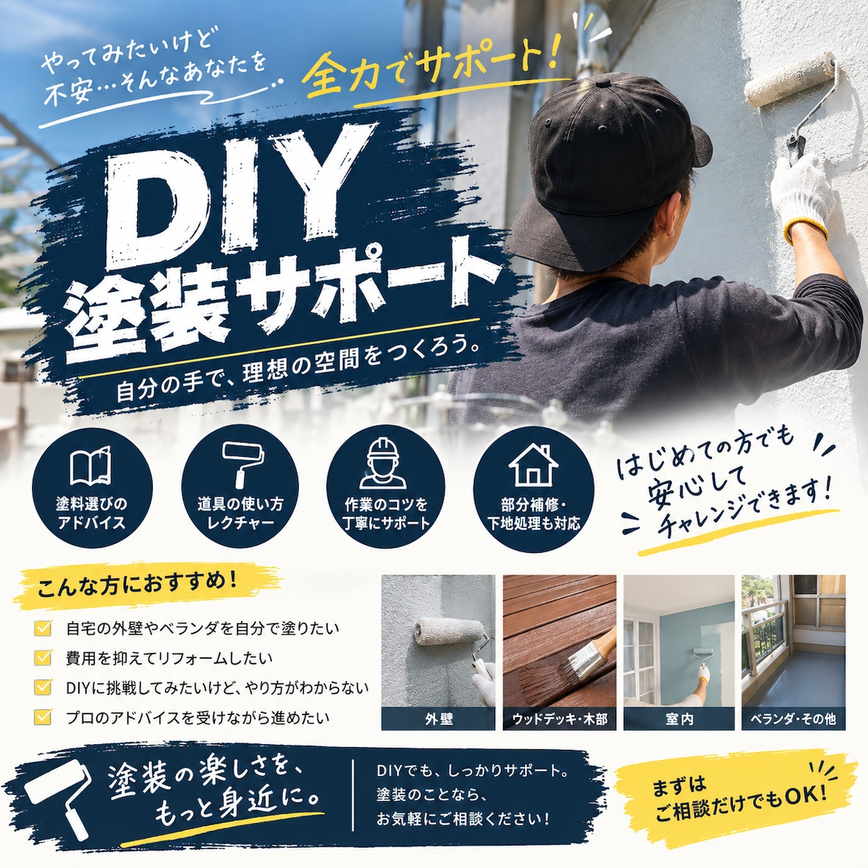 DIYで、塗装にお困りの方、ご相談に乗ります DIYで、塗装にお困りの方、現役塗装屋がご相談に乗ります！ イメージ1