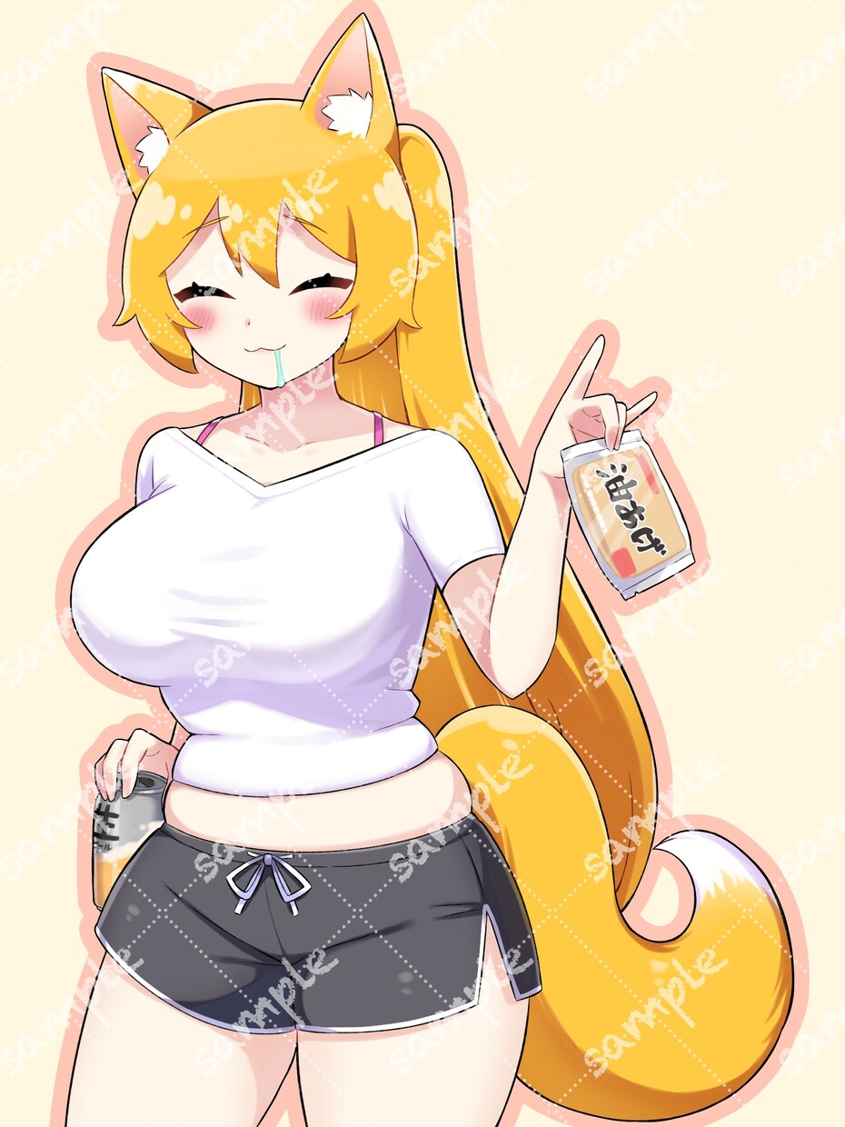 もふもふしっぽ!狐の酒好きお姉さん販売いたします 商用利用、即納品可!TRPGや動画素材におすすめ! イメージ2