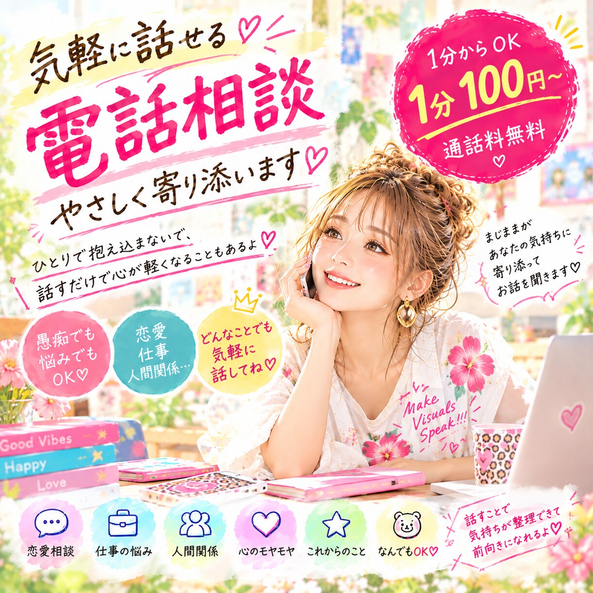 話してスッキリ！友達感覚でおはなし聞きます 話したい＆聞いてほしい！に関西女子が笑いと元気でお応えします イメージ1