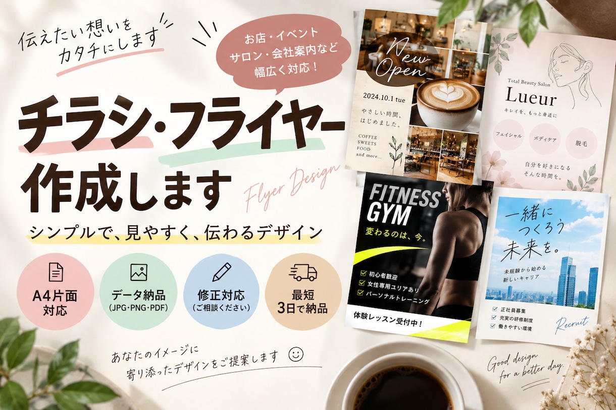 ご希望に合わせたチラシをデザインします Canvaで見やすく伝わるチラシを丁寧に制作します イメージ1