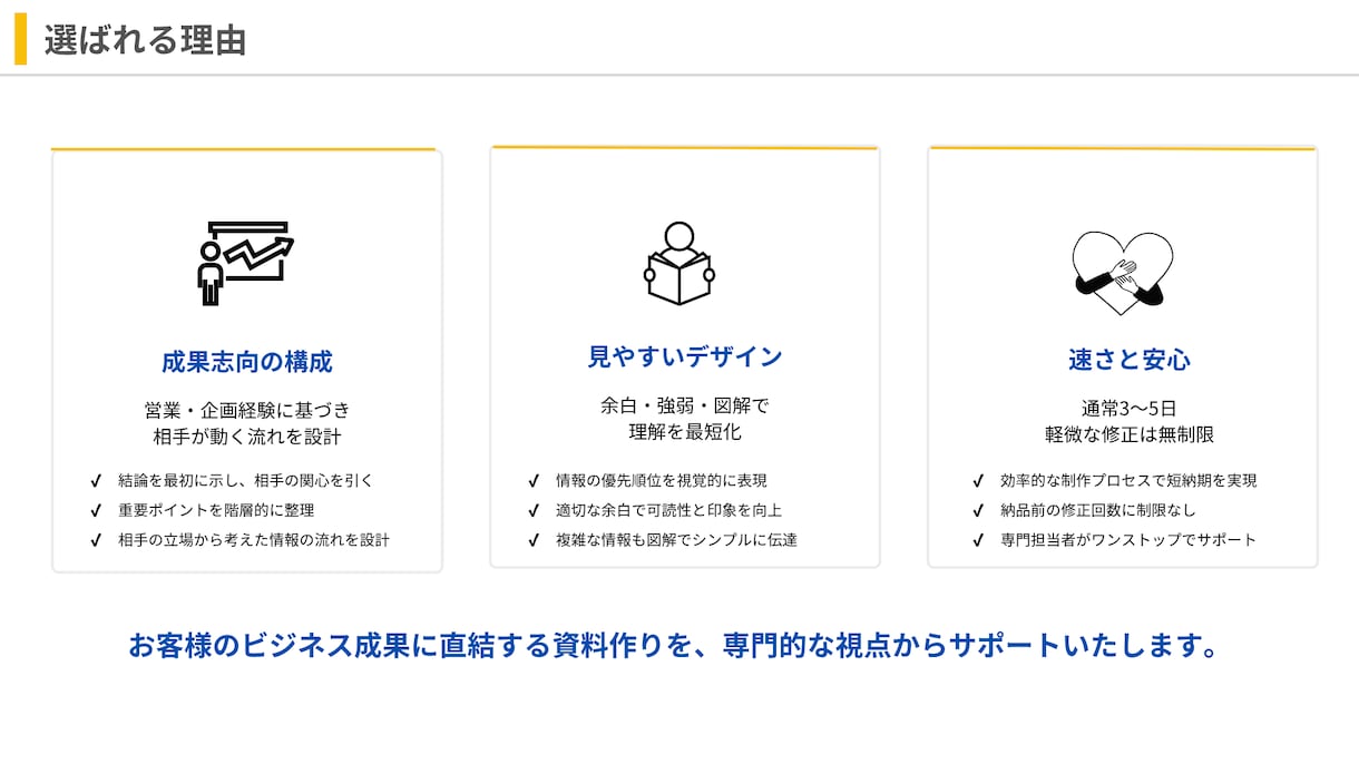 構成×デザインで伝わるセミナー資料を作成します 印象と行動を生む“伝わる構成”で登壇資料を設計 イメージ3