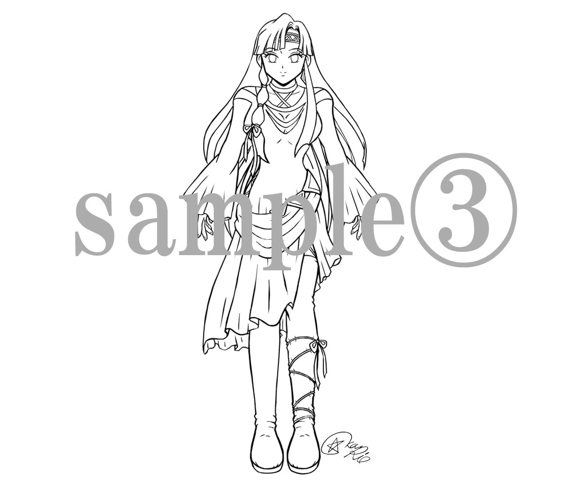 オリジナルキャラの線画を描きます 自分で塗るので色なしが良いという方にお勧め イメージ3