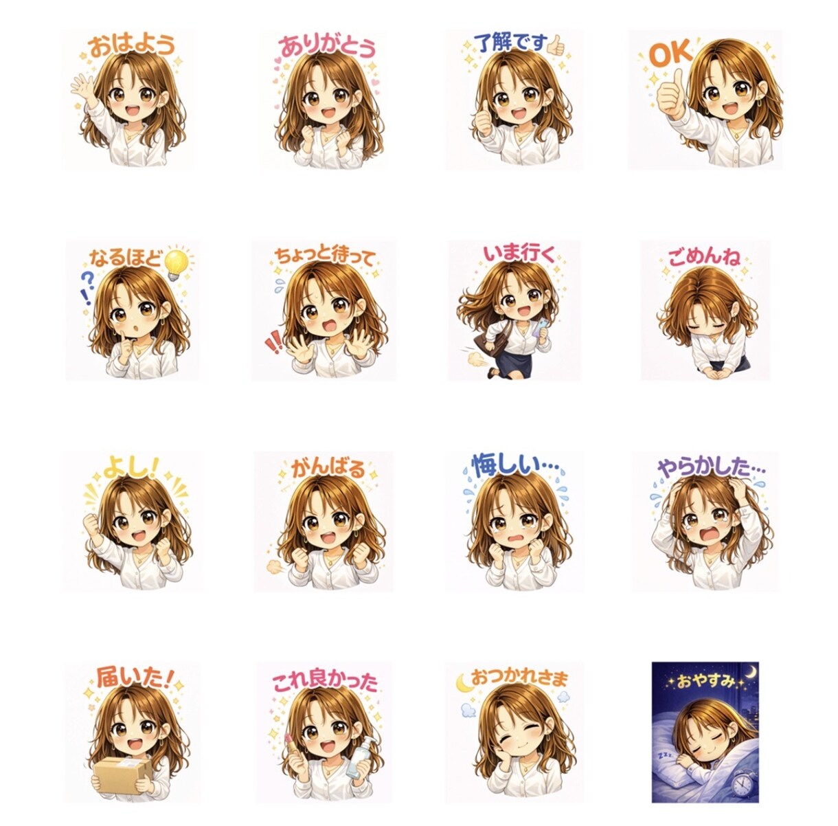 AIでミニキャラでLINEスタンプ作成します AIでSNSや発信に使えるスタンプ作ります イメージ1