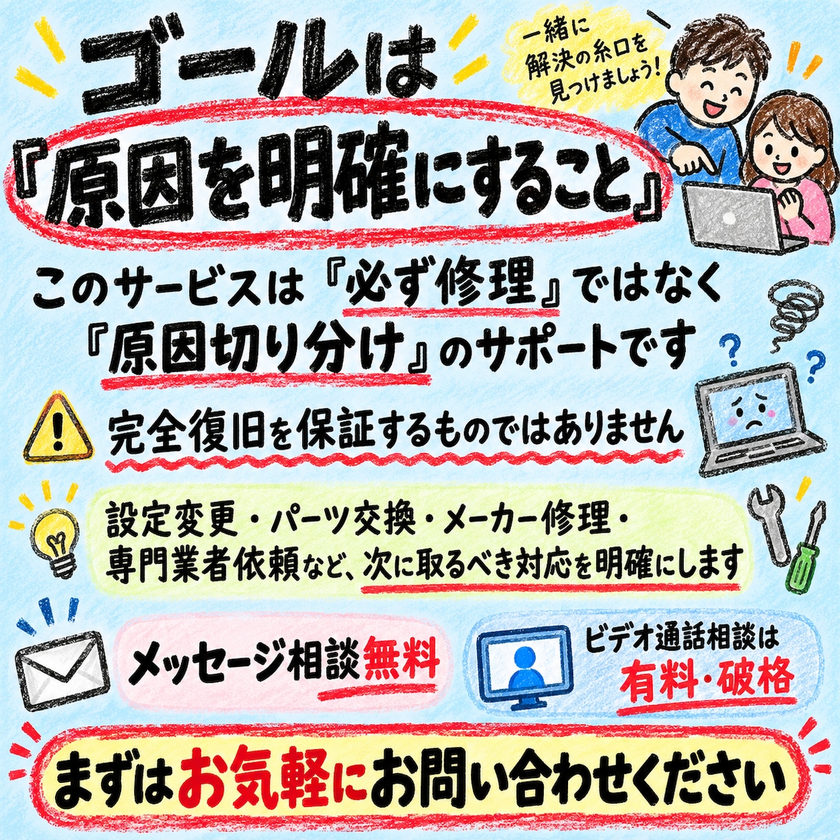 突然のPCトラブル、原因を一緒に切り分けます 電源が入らない・画面が映らない PCトラブルの原因を特定！ イメージ10