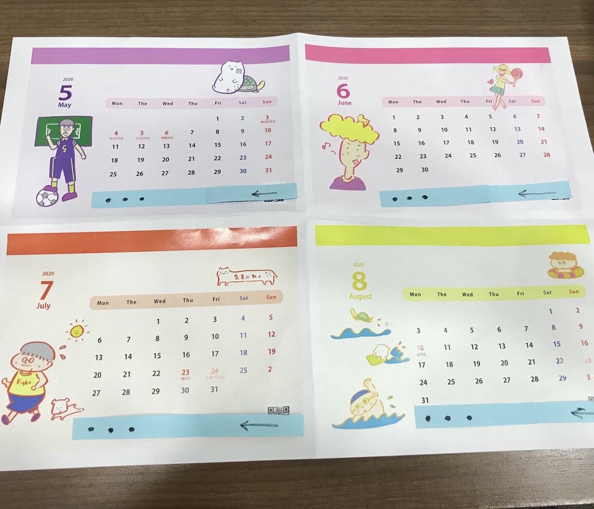 2020年の名入れオリジナルカレンダー 作製します スポーツにフォーカスした絵柄に お名前や社名入れます！ イメージ3