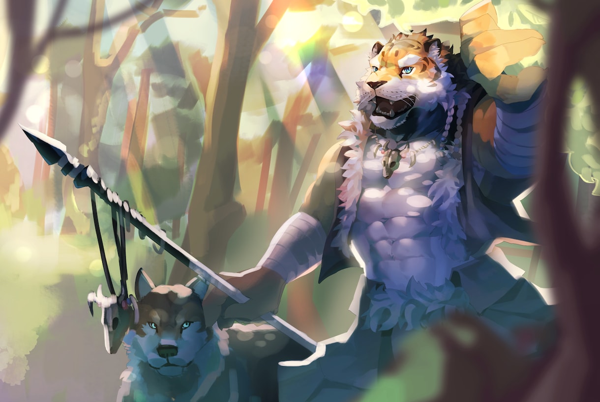 かっこ可愛い獣人、ケモノのイラスト描きます 立ち絵のみ、背景あり、シチュ指定等のニーズにも対応可能です イメージ4