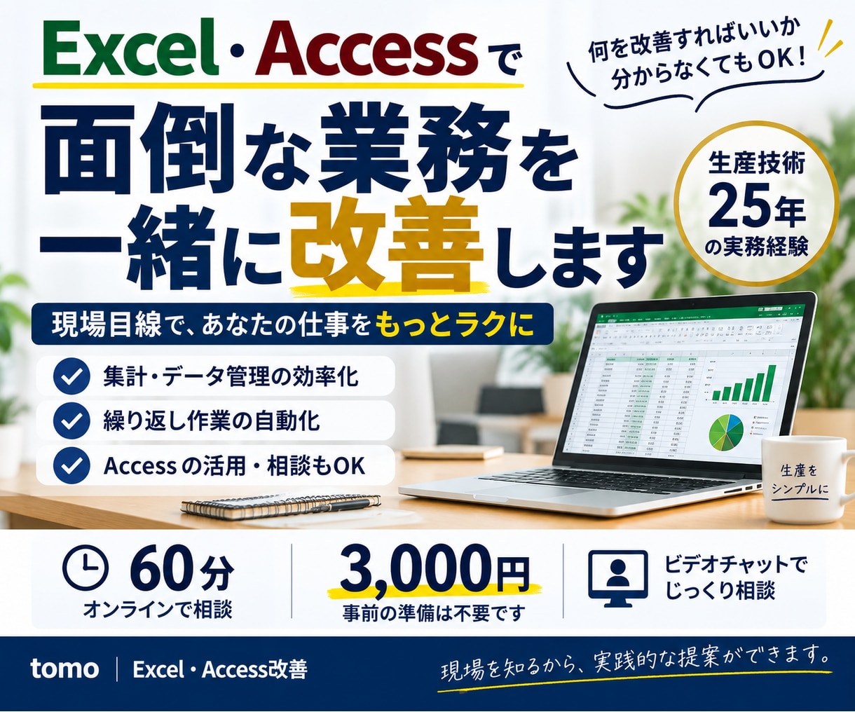 Excel・Accessで業務改善を共に考えます 今の仕事を整理して次にやることを明確にします イメージ1