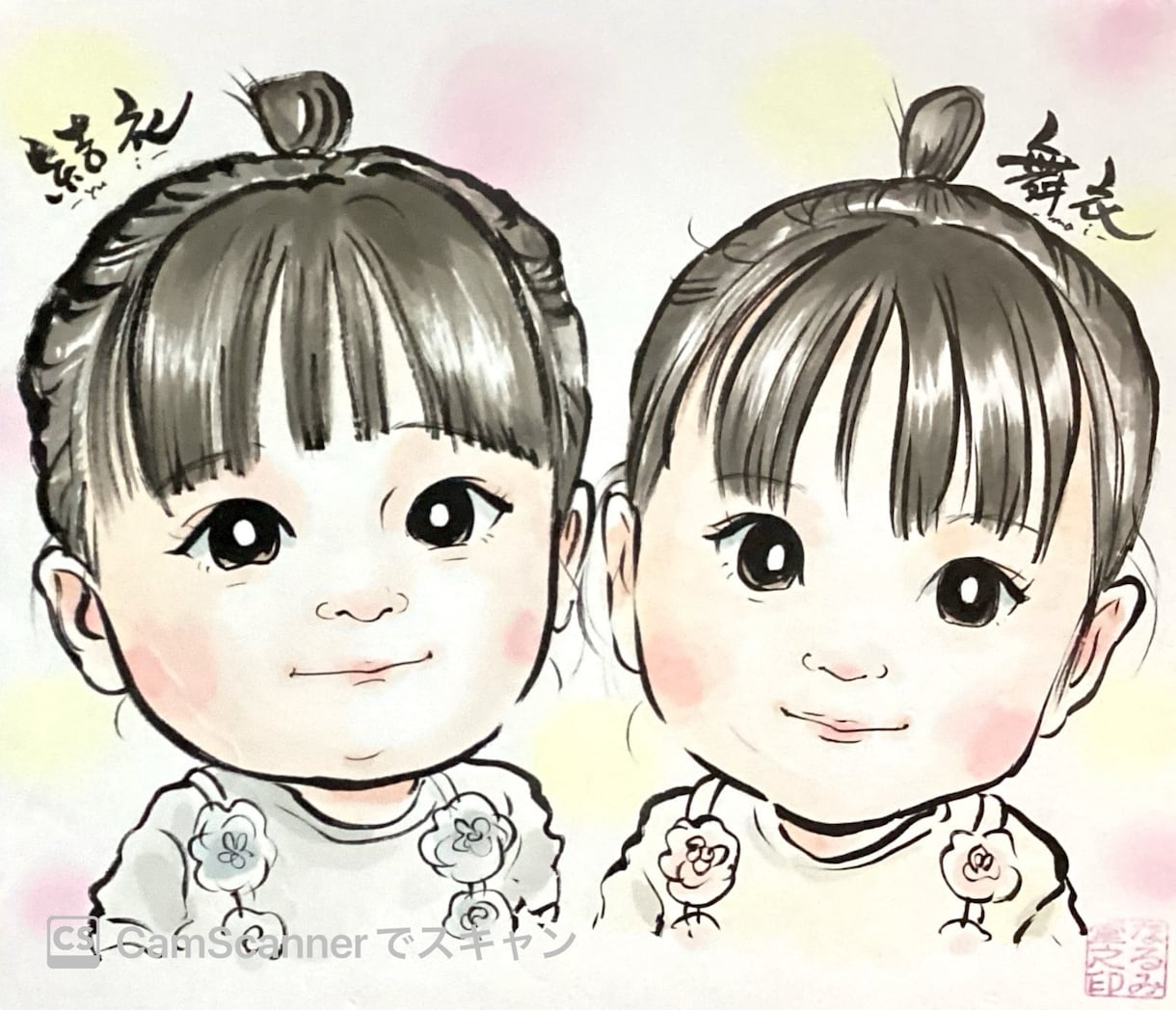 赤ちゃん・誕生日・内祝いに…かわいい似顔絵描きます 25年の実績！ご家族のお祝い・幸せ・思い出を形に残します イメージ4