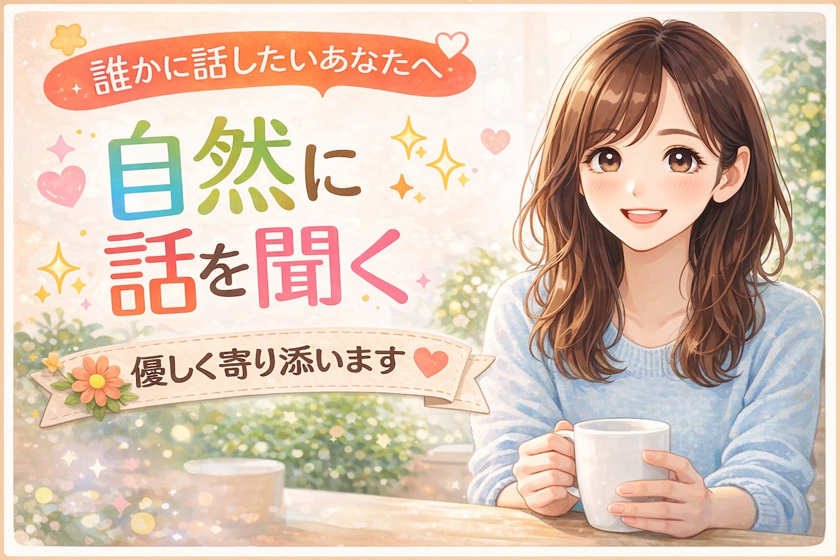 聞いてほしい話をチャットでうけます うまく言葉にできないときのお話の場所です イメージ1