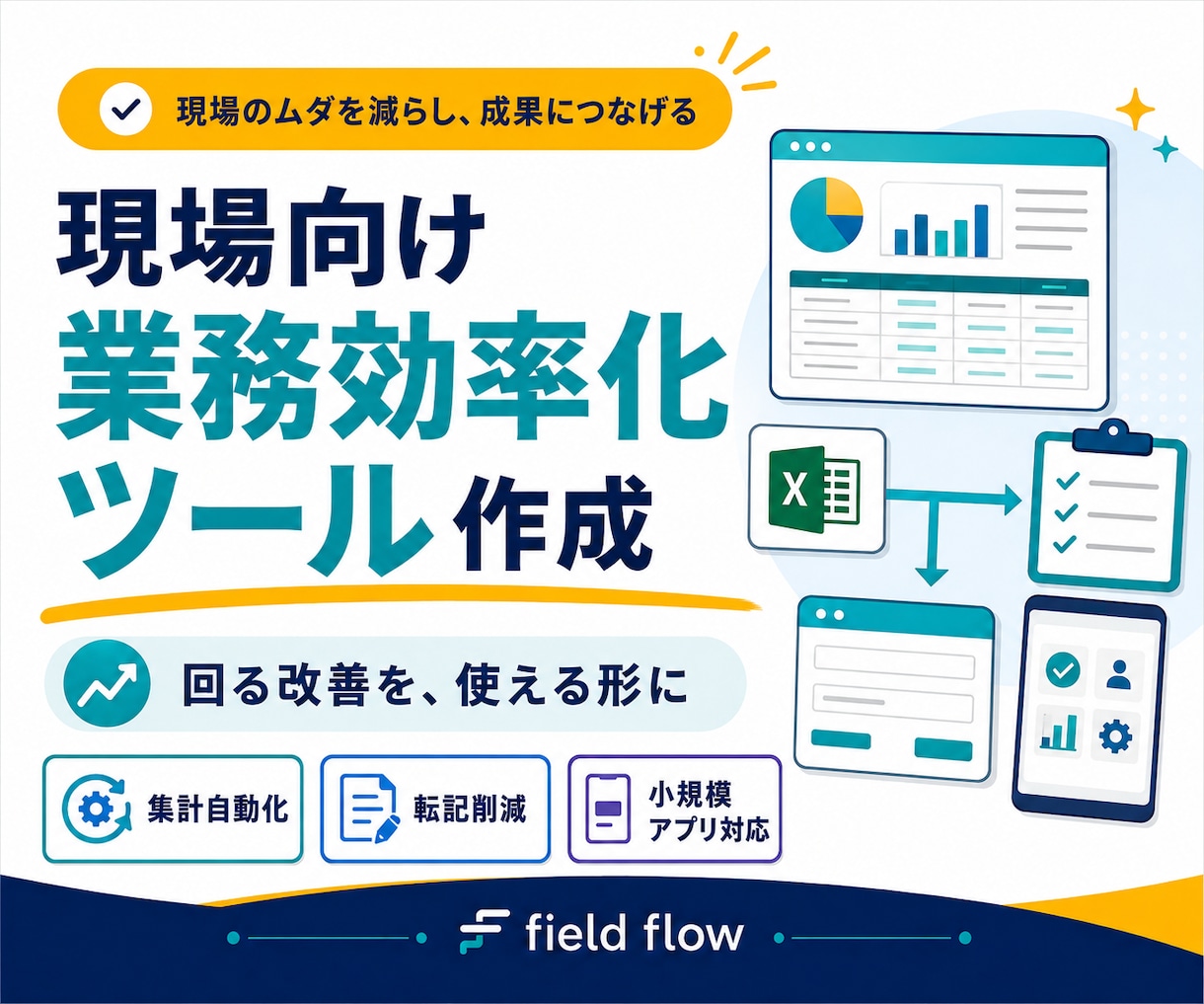 現場向けの業務効率化ツールを作成します “現場で回る改善”を重視します イメージ1