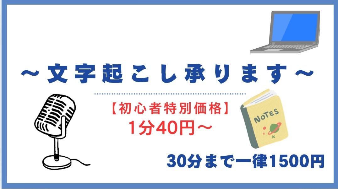 動画などの音声を文字起こしさせていただきます 格安で丁寧・迅速に文字起こし承ります。 イメージ1