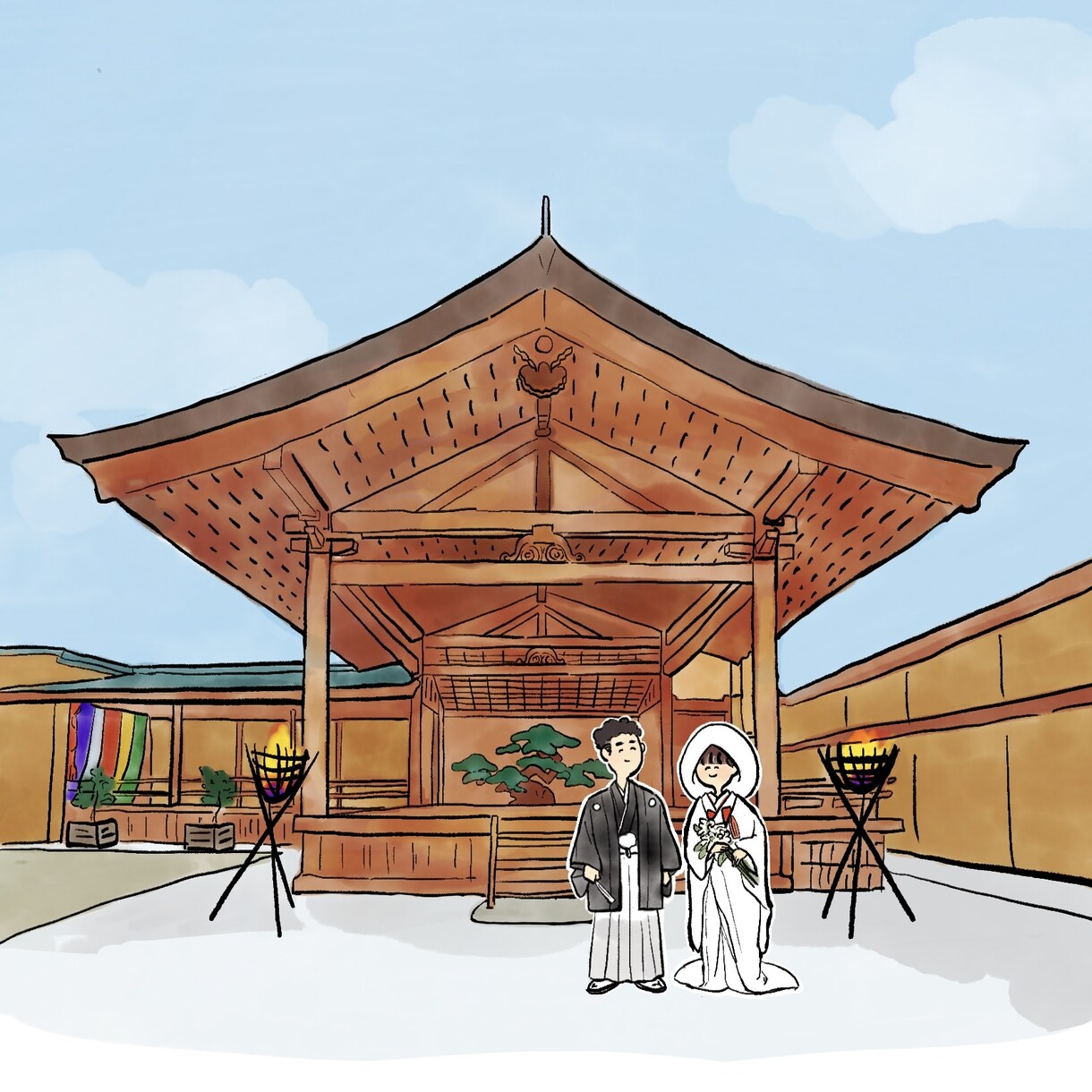 特別な瞬間をイラストに♡背景と一緒にお描きします ３名様限定【特別価格】で提供中！結婚式や記念日のイラストに。 イメージ1