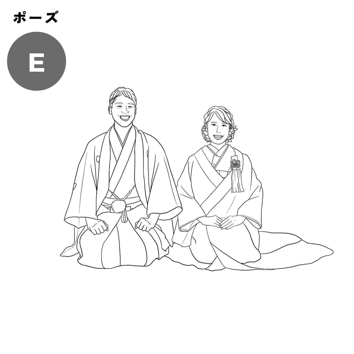 NEW顔の写真だけで結婚式用イラスト描きます 前撮りしてなくても大丈夫！ポーズは5つから選べます！ イメージ7