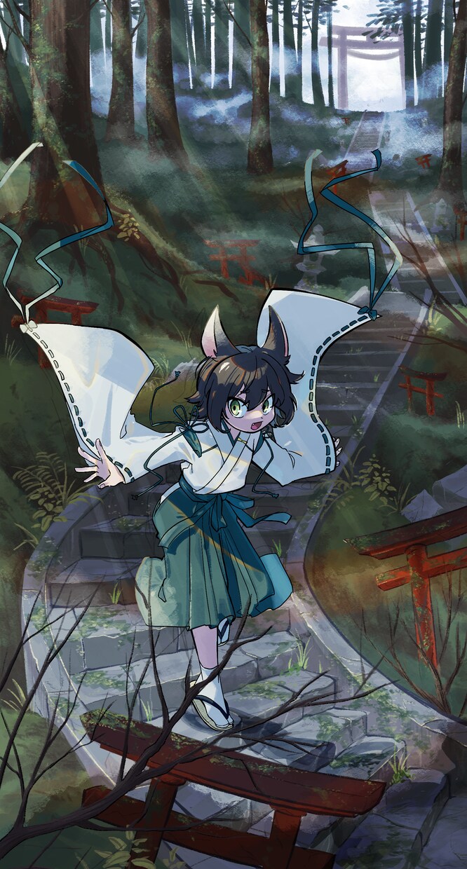 広い世界の感じる背景付きのイラスト描きます 情緒のある世界観の背景とキャラクターイラストを描きます イメージ3