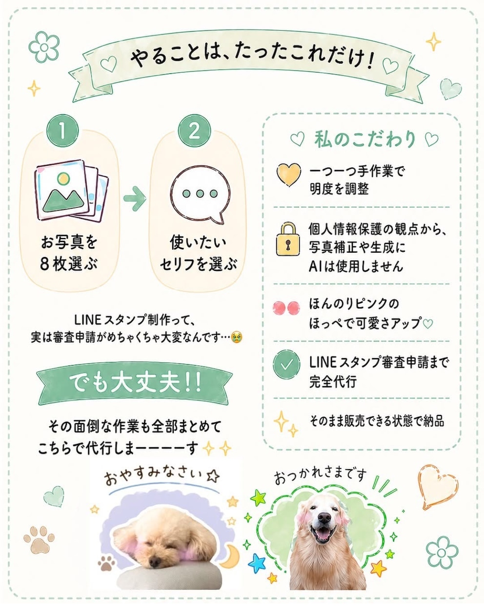 写真からうちの子LINEスタンプ制作します 審査申請まで丸ごとお任せください イメージ2