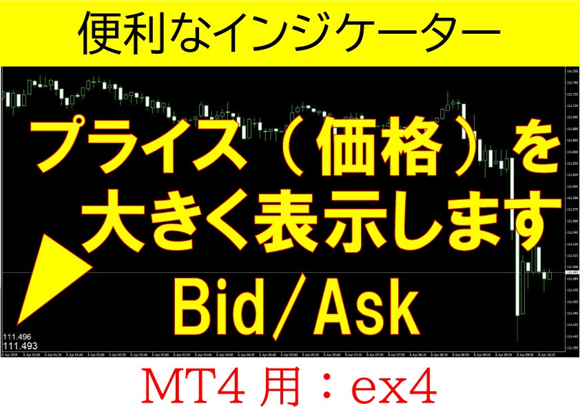 MT4用プライス（価格）を大きく表示します MT4のプライス（価格）を大きく表示するインジケーターです イメージ1