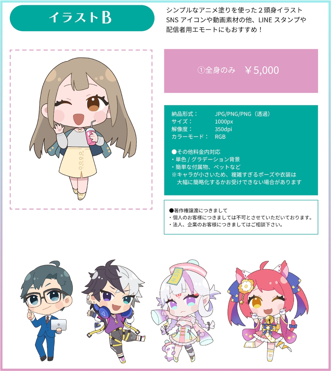商用OK！ちびキャライラストお描きします SNS/ブログアイコン/動画などに！お気軽にご相談ください。 イメージ3