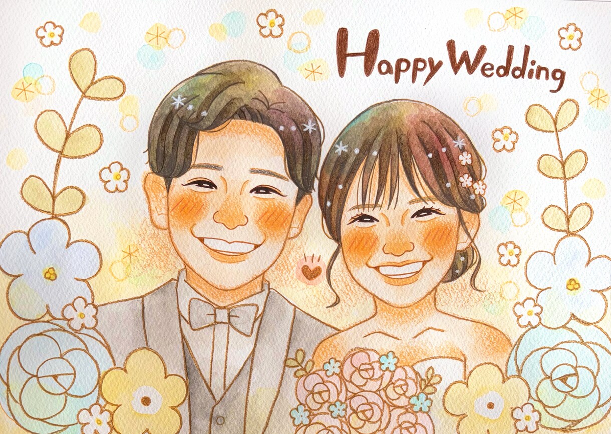 最短5日発送可能！ウエディングの似顔絵描きます 結婚祝い・ウェルカムボード・プレゼントに♡ イメージ8