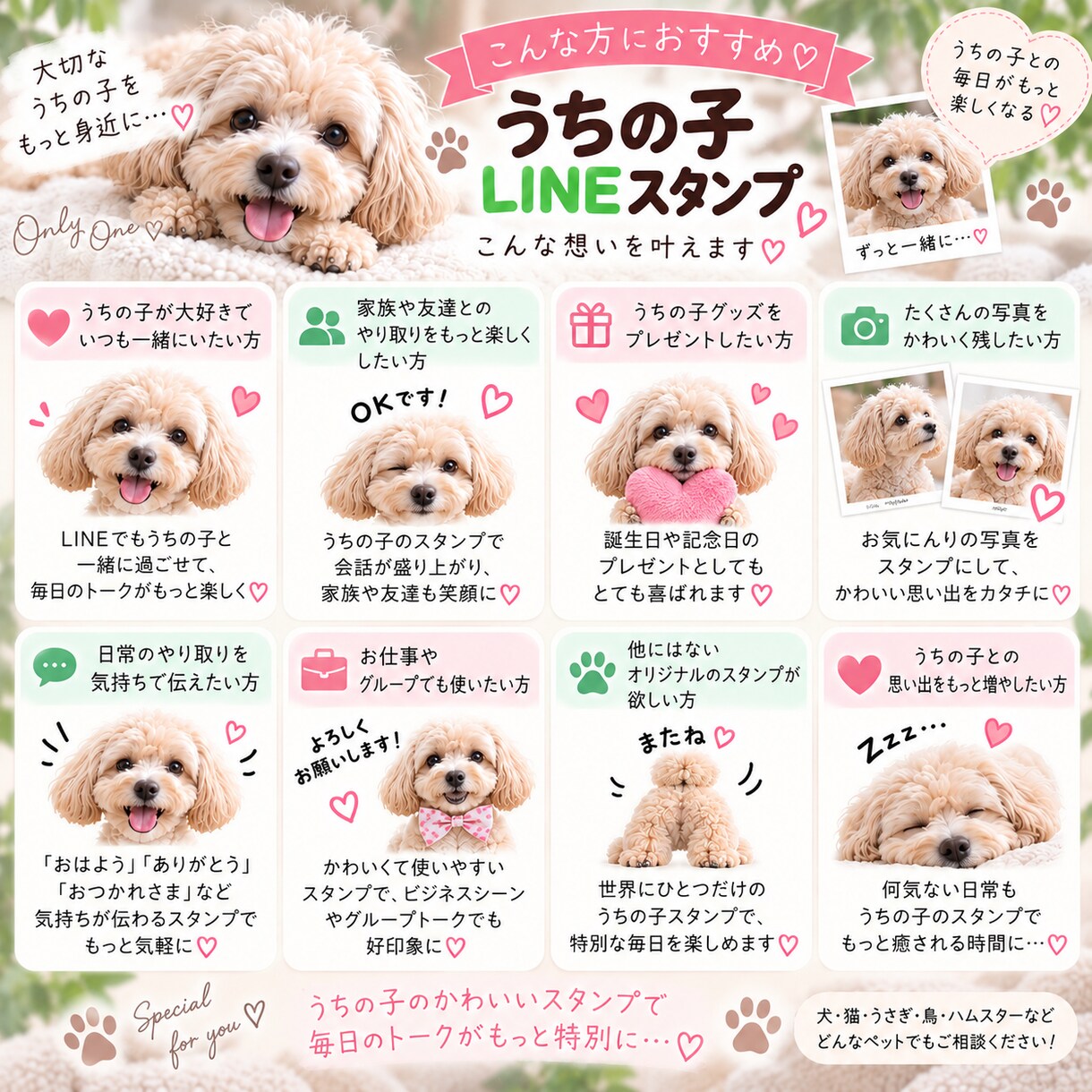 ペットの写真からうちの子LINEスタンプを作ります 大切なうちの子を世界にひとつのLINEスタンプに♡ イメージ5