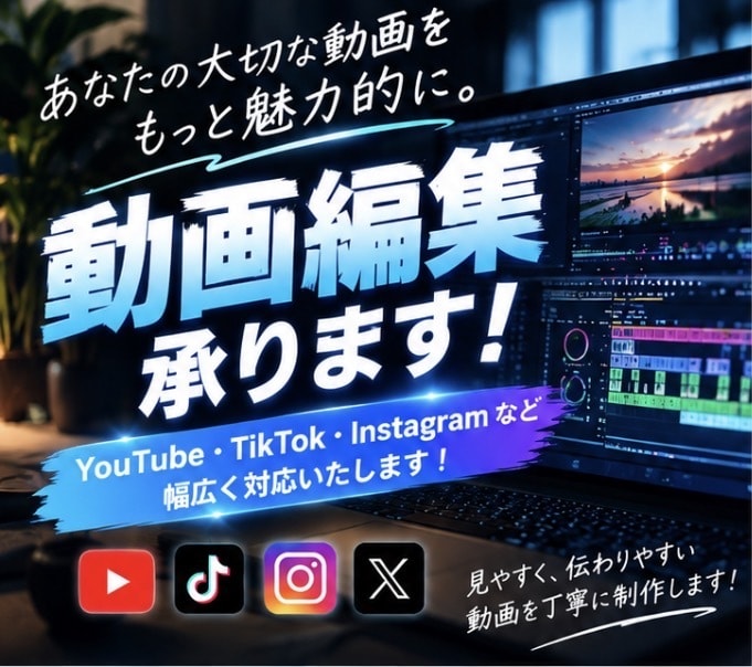動画編集承ります！SNS・YouTube対応ます カット・テロップ・BGMなど丁寧に編集 イメージ1