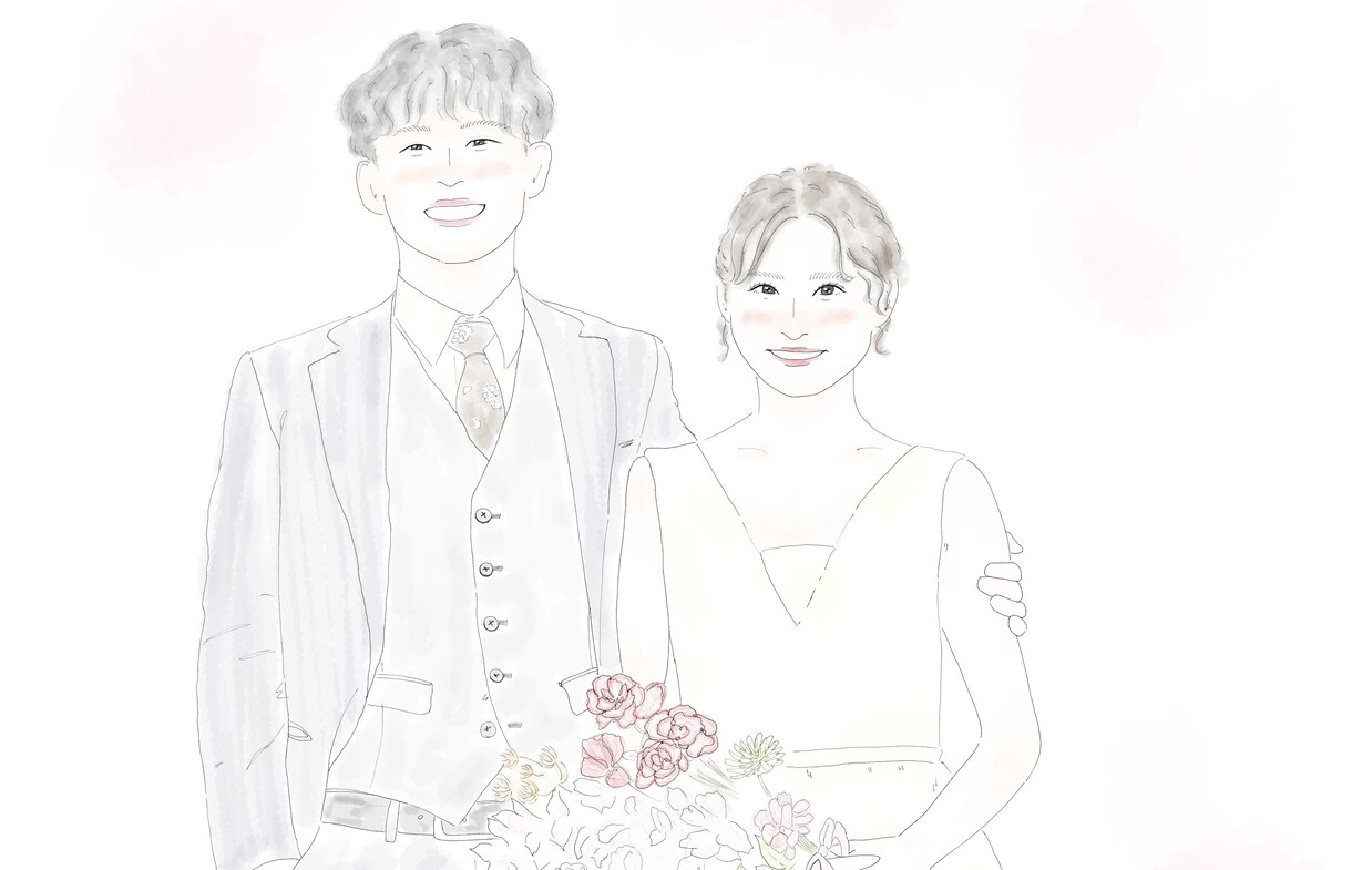 思い出に残る結婚式の似顔絵イラストお描きします ウェルカムボードや両親贈呈品にもオススメ！ イメージ5