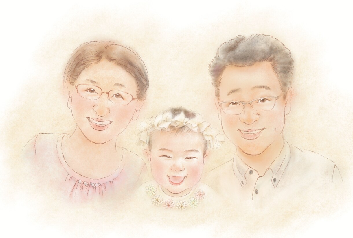 出産祝いにも！想いのこもった似顔絵描きます A4サイズ♪ご自身の手書きメッセージ入りで愛されプレゼントに イメージ4