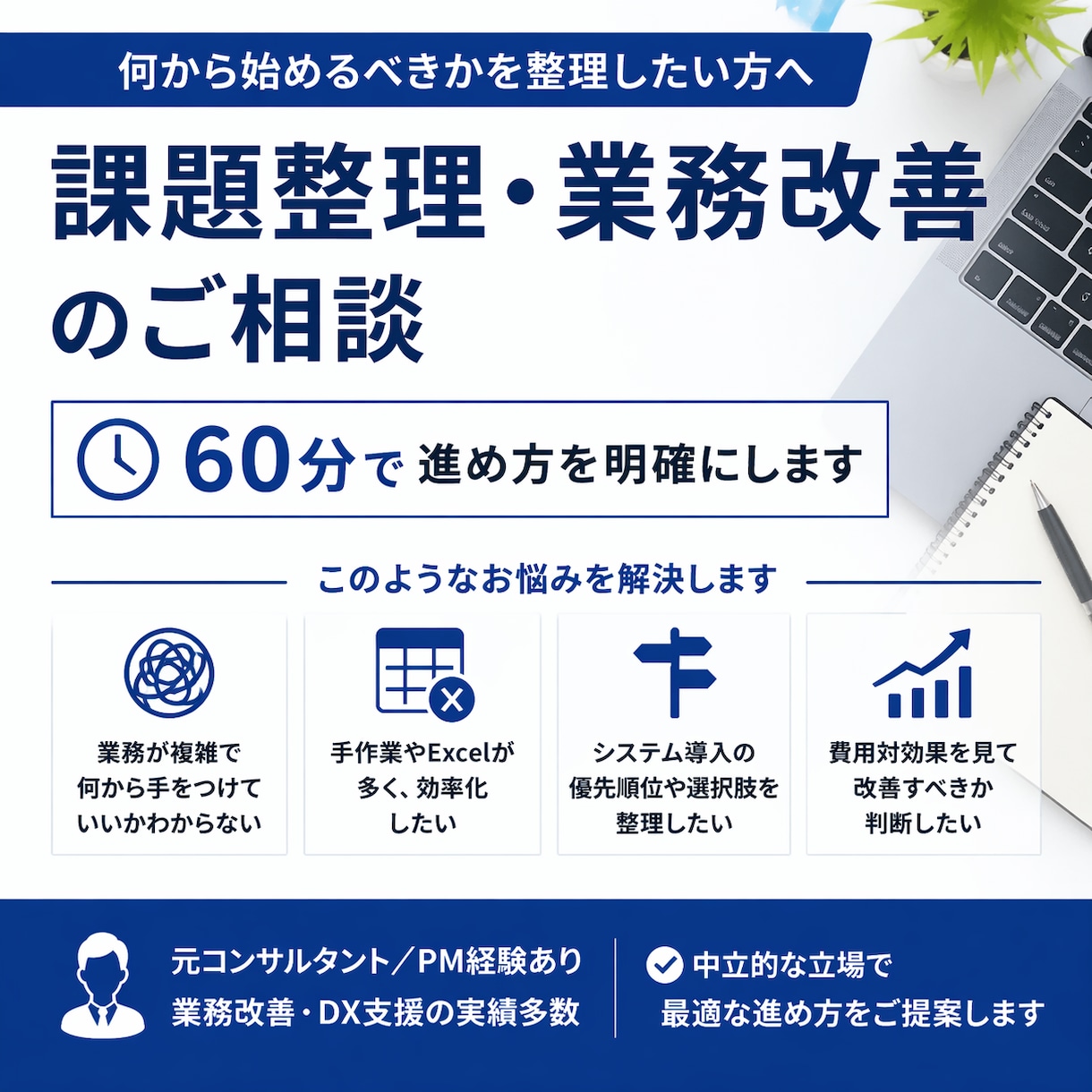 課題整理と改善の進め方を提案します 元アクセンチュア｜60分で課題整理と最適な進め方を明確に イメージ1