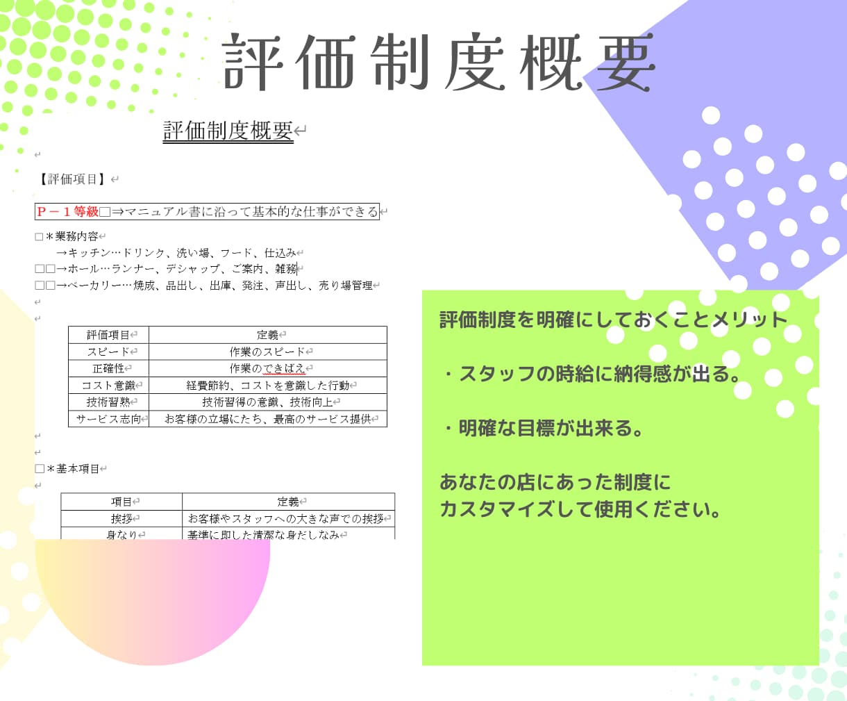 飲食店経営向け　テンプレートまとめ売りします マニュアル、管理表のテンプレート　７種類になります イメージ8