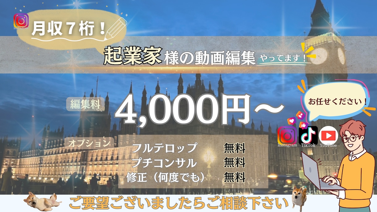 御新規のお客様☆動画編集でサポート致します 月収７桁起業家様を２名サポートする動画クリエイター イメージ1