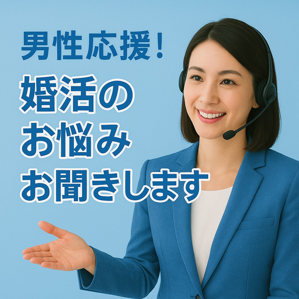 婚活男性限定！気軽に話せる＆安心サポートします 女性目線であなたの不安や迷いを整理します イメージ1