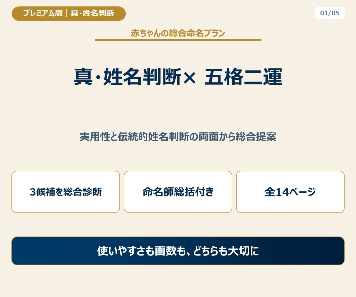 プレミアム版｜赤ちゃんの名前を真・姓名判断します 真・姓名判断に画数診断を加えた最上位命名プラン イメージ2