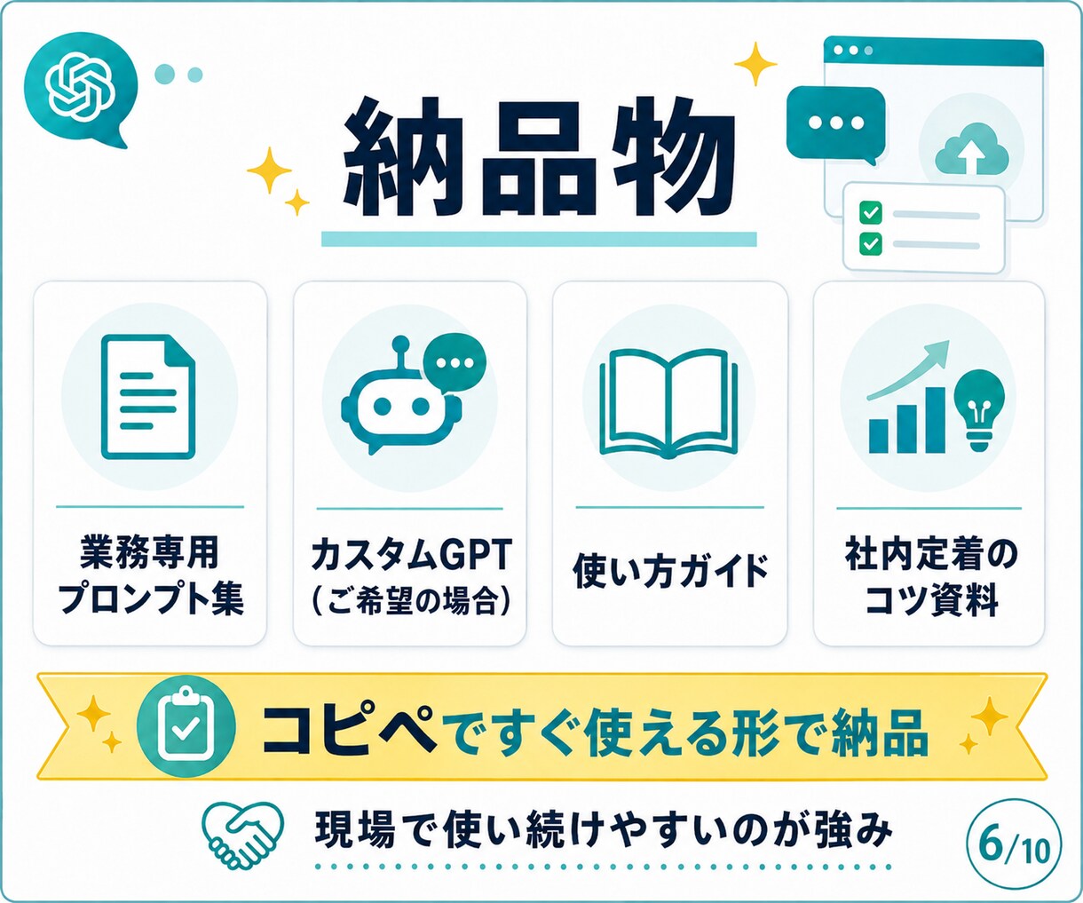 ChatGPT Workで業務効率化をします 毎日の面倒な作業、ChatGPTに任せる仕組みを作ります。 イメージ6