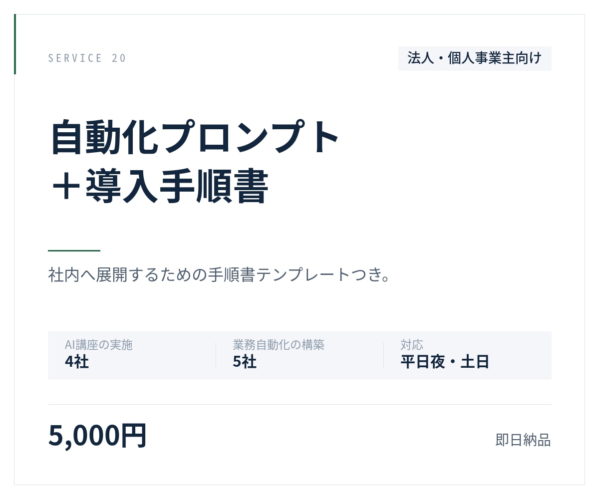 自動化プロンプトと手順書を納品します 社内展開用の導入手順書テンプレつき イメージ1