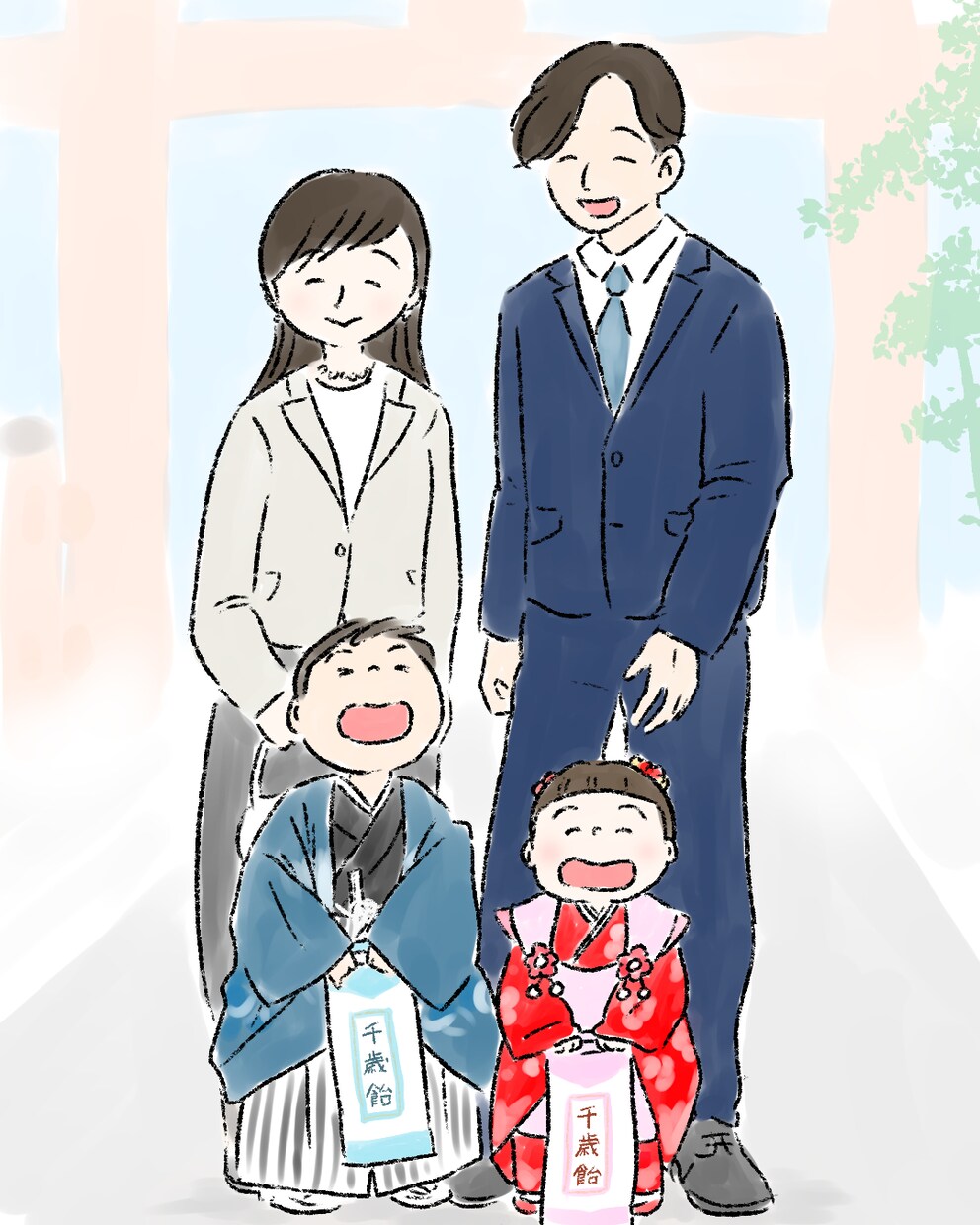 シンプルでかわいいイラストをお描きします 【家族写真OK】ほっこり手描き風で、大切な瞬間をイラスト化 イメージ1