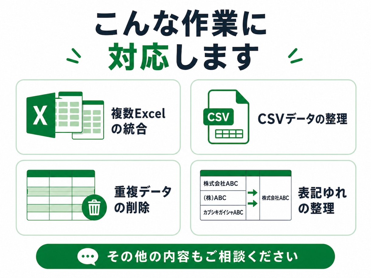 Excel・CSVの整理・重複確認を代行しまます 複数データを整理し要確認まで分けて納品 イメージ4
