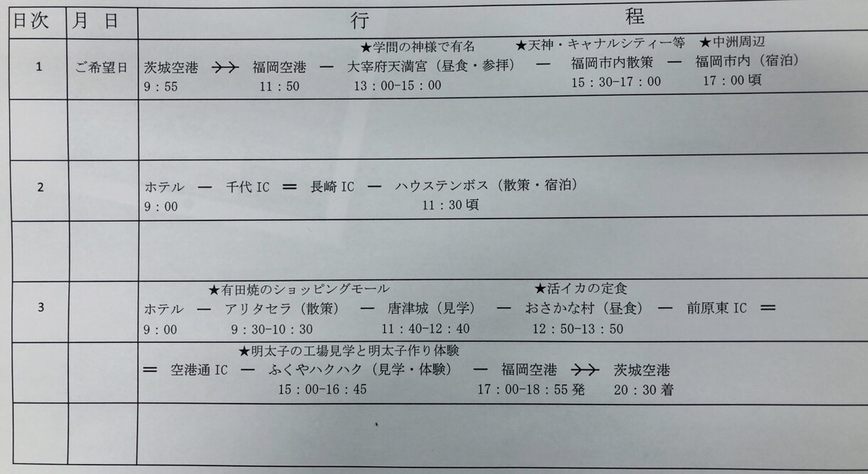 国内旅行のプラン作成します 忙しい・旅行の行程を組むのが苦手という方にオススメ！ イメージ3