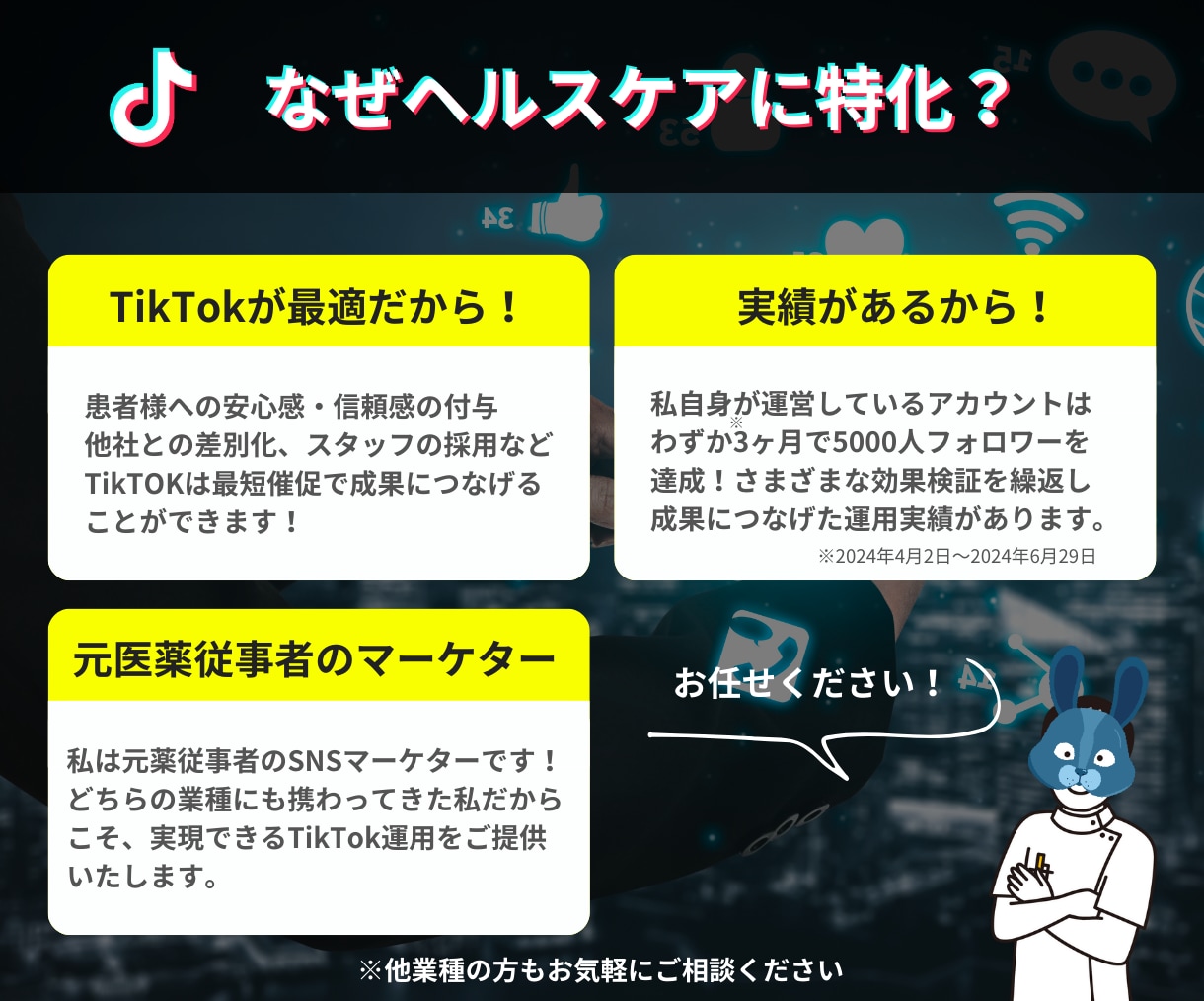 ヘルスケアに特化したTikTok運用代行承ります 元医薬従事者のSNSマーケターによる高品質サービス！ イメージ3