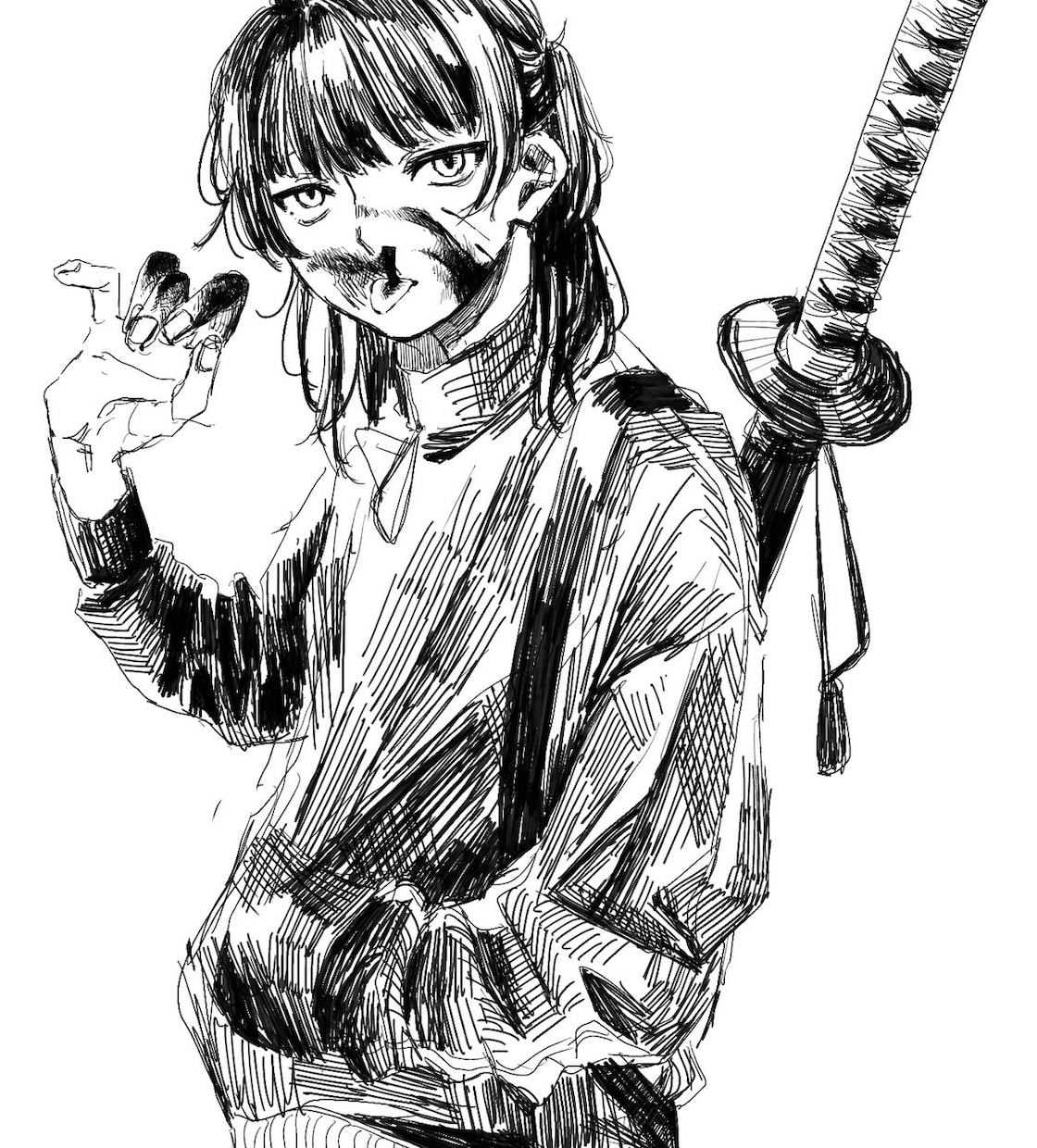 基本的にモノクロイラストを描きます 私の絵を欲しいと言ってくれる方が現れますように。 イメージ1