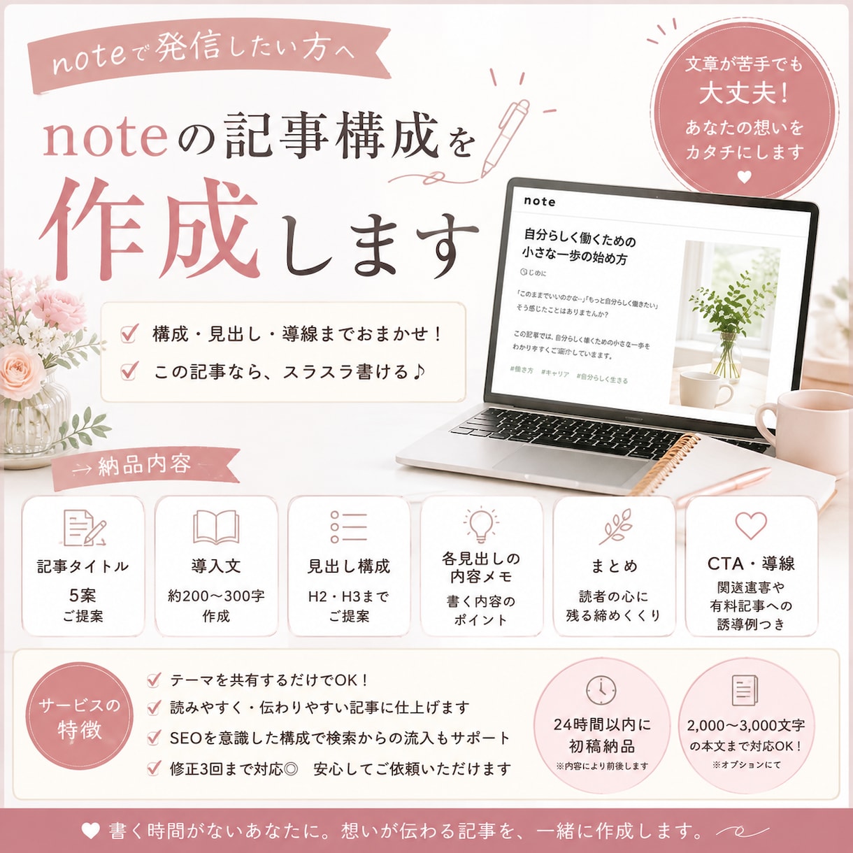 noteの記事構成を代行します 読まれる流れを設計します｜原則２４時間以内に納品 イメージ1