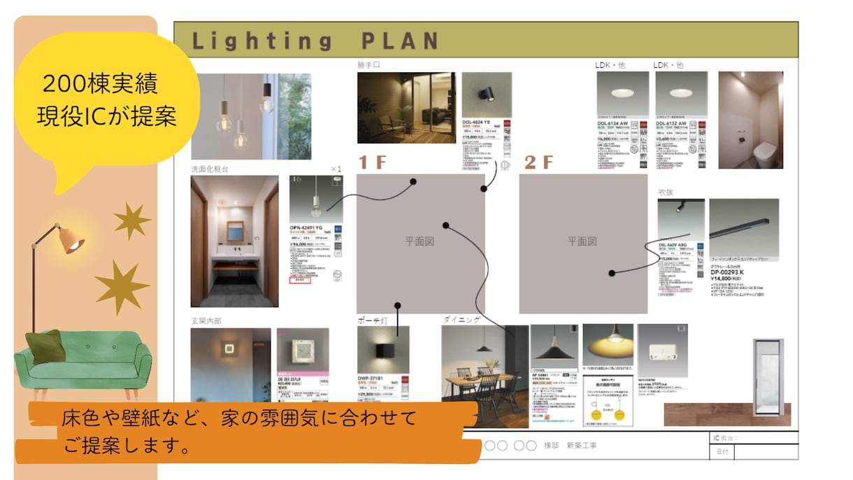 200棟実績｜新築住宅照明計画1棟分ご提案ます 期間限定8,000円｜明るさとデザインを両立した照明計画 イメージ2