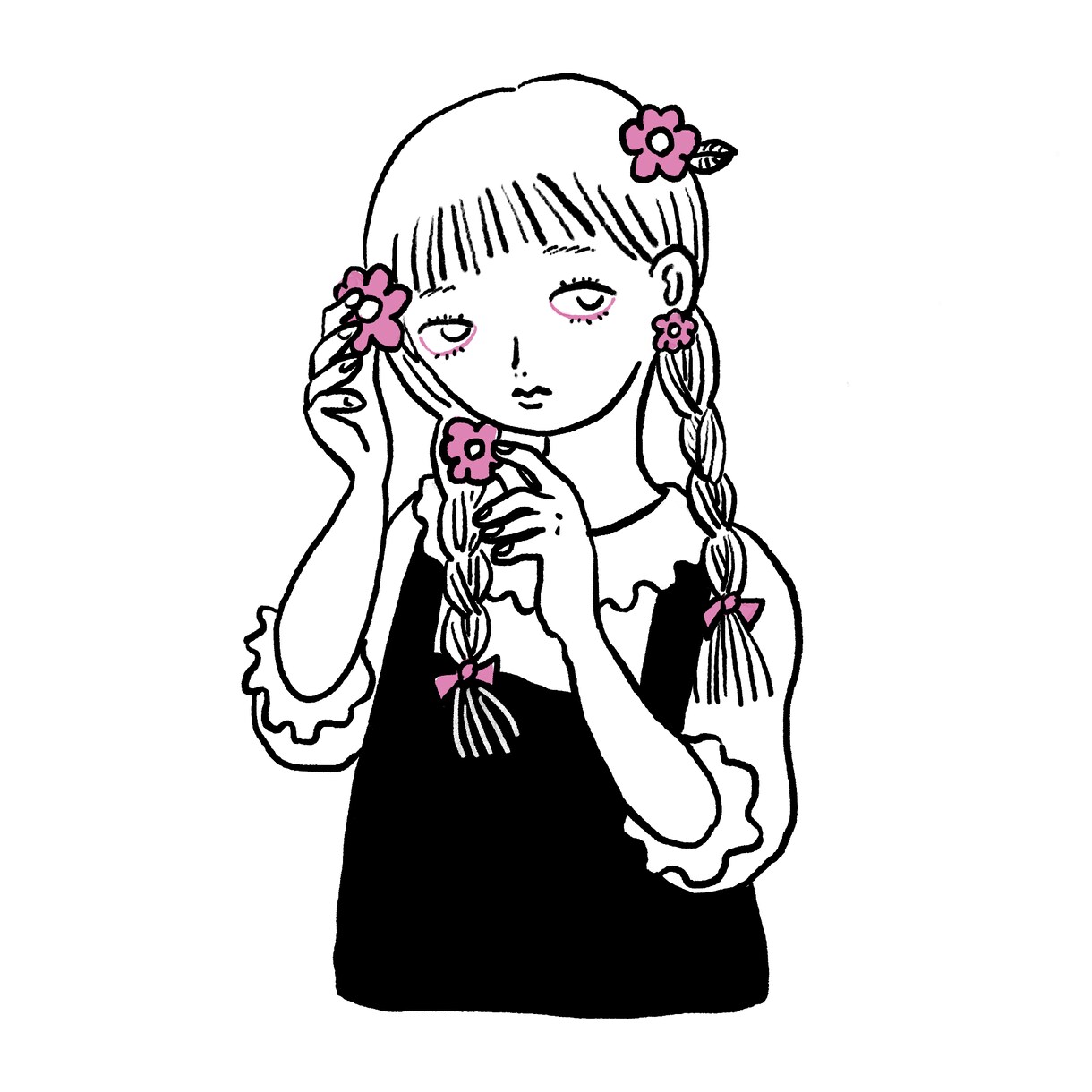 シンプルな線画の似顔絵イラスト描きます あなたの好きな色をアクセントにした似顔絵 イメージ1