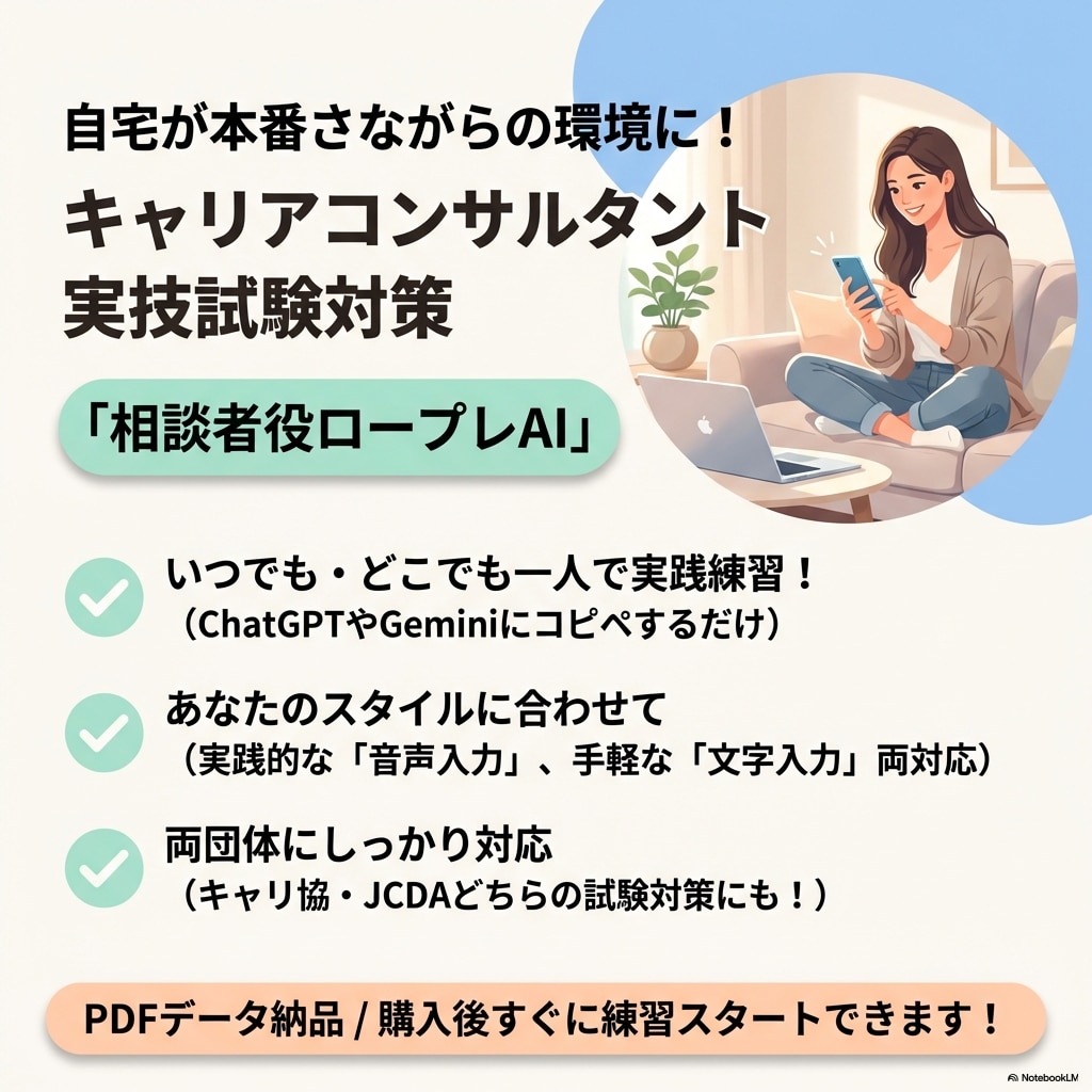 国キャリ実技面談｜相談者役ロープレAI提供します 主訴、自己概念のゆらぎ、経験の作り込みで実践的なロープレ練習 イメージ1