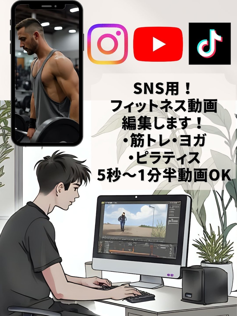 フィットネス・ジム特化ショート動画編集ます 地方ジム/ヨガ/ピラティス個人アカウントショート動画編集 イメージ1