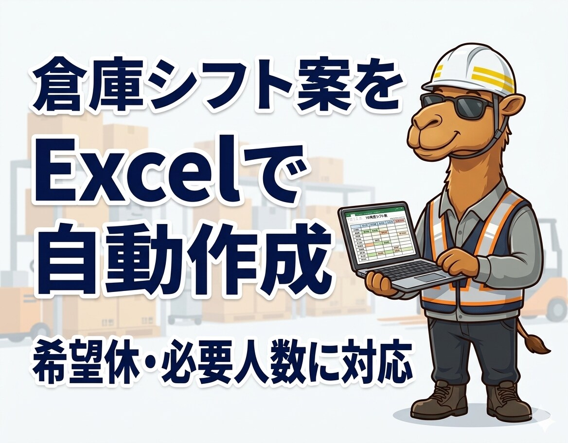 倉庫・物流現場のシフト自動作成ツールを作ります Excelでシフト案を自動作成 イメージ1